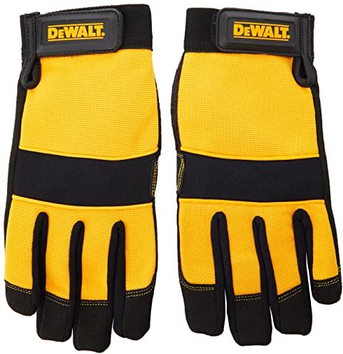 DeWalt , guanti da uomo in pelle sintetica imbottita, misura L, 1 paio, colore: nero/giallo