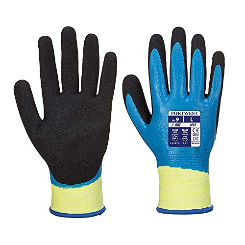 Portwest Aqua Cut & Grip Pro Guanti, Colore: Blu/Nero, Taglia: M,