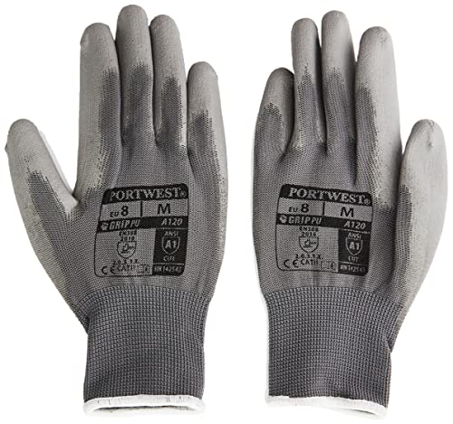 Portwest Pu Palm Glove Guantone Di Protezione, Unisex Adulto, 8 / M, Grey