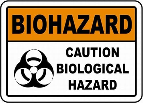 Geroclonup Segnale di pericolo biologico con scritta in lingua inglese "Caution Biological Hazard", segnale di avvertimento stradale, 20,3 x 30,5 cm