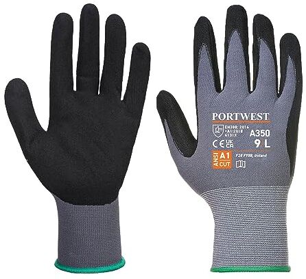 Portwest Guanto Dermiflex, Nero/Grigio, Small