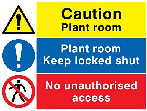 Viking segni  "Caution Plant sale Plant, tenere chiusa, no accesso non autorizzato" Sign, vinile/adesivo, 200 mm altezza x 150 mm larghezza