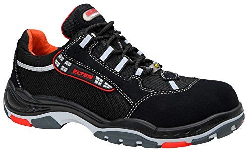 ELTEN SENEX ESD S3, scarpe antinfortunistiche, donna e uomo, tessuto, puntale in plastica (più leggero del puntale in acciaio), leggere, sportive, nero/rosso, taglia: 42