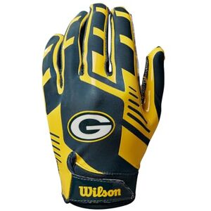 Wilson Guanto da Football AD NFL Stretch Fit, Vestibilità Sicura e Una Presa Salda, In Tessuto Traspirante, Per Prestazioni Ottimali, Squadra: Green Bay Packers, Colore: Verde/Giallo, Taglia Adulto Wilson Guanto da Football AD NFL Stretch Fit, Vestibilità Sicura e Una Presa Salda, In Tessuto Traspirante, Per Prestazioni Ottimali, Squadra: Green Bay Packers, Colore: Verde/Giallo, Taglia Adulto