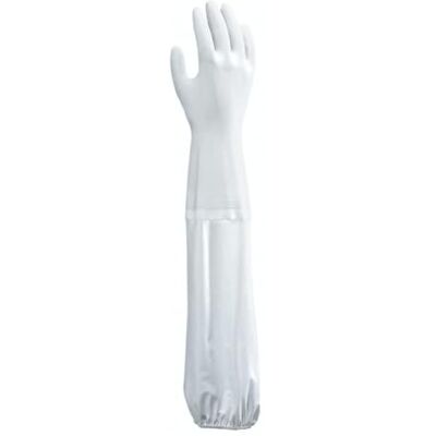 SHOWA B0710, Gant de protection chimique, avec manche longue collée et bord élastique pour une protection complète du bras, enduction PVC non supportée et surface rugueuse, Tailles S SHOWA B0710, Gant de protection chimique, avec manche longue collée et bord élastique pour une protection complète du bras, enduction PVC non supportée et surface rugueuse, Tailles S