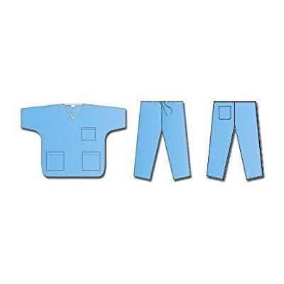 GIMA Mediberg Divisa in TNT SMS, Casacca Scollo V e 3 Taschini, con Pantaloni 1 Tachino, Taglia S, Blu Coprente, Non Sterile Monouso, 50 Divise GIMA Mediberg Divisa in TNT SMS, Casacca Scollo V e 3 Taschini, con Pantaloni 1 Tachino, Taglia S, Blu Coprente, Non Sterile Monouso, 50 Divise