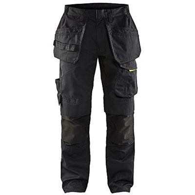 BLÅKLÄDER Blakläder 149613309933 C50 servizio pantaloni con chiodo da tasca, nero/giallo, C50 BLÅKLÄDER Blakläder 149613309933 C50 servizio pantaloni con chiodo da tasca, nero/giallo, C50