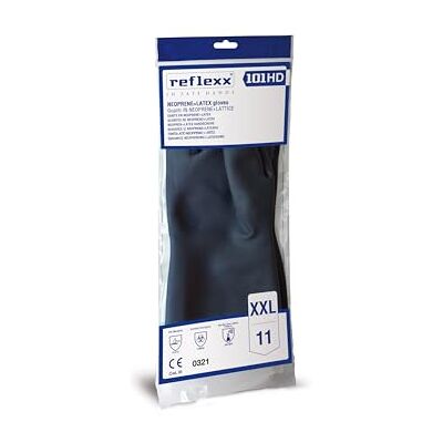 Reflexx R101 Guanti Riutilizzabili in Neoprene e Lattice Gr 68 (M), 1 paio, Nero, taglia XXL Reflexx R101 Guanti Riutilizzabili in Neoprene e Lattice Gr 68 (M), 1 paio, Nero, taglia XXL