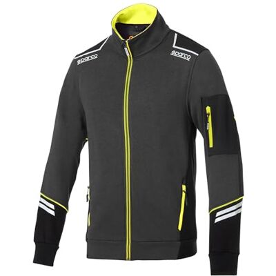 Sparco Felpa da Lavoro Alabama Tech Full Zip Uomo. Felpa tecnica con rinforzi anti-abrasione in cotone/poliestere 260g/m²con dettagli riflettenti per cantiere e officina Grigio-Giallo M Sparco Felpa da Lavoro Alabama Tech Full Zip Uomo. Felpa tecnica con rinforzi anti-abrasione in cotone/poliestere 260g/m²con dettagli riflettenti per cantiere e officina Grigio-Giallo M