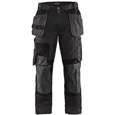 BLÅKLÄDER Blaklader Pantaloni da lavoro con elastico, colore: Grigio scuro/Nero, taglia C54 BLÅKLÄDER Blaklader Pantaloni da lavoro con elastico, colore: Grigio scuro/Nero, taglia C54