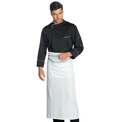 Isacco Giacca Cuoco Modello Pretoria Nero+Bianco, Nero+Bianco, M, 65% Poliestere 35% Cotone, Manica Lunga Isacco Giacca Cuoco Modello Pretoria Nero+Bianco, Nero+Bianco, M, 65% Poliestere 35% Cotone, Manica Lunga