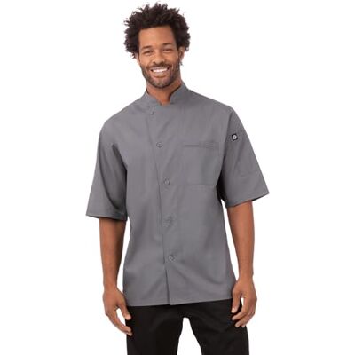 Chef Works Cappotto da Cucina vall, Grigio Scuro con Contrasto Nero, L Chef Works Cappotto da Cucina vall, Grigio Scuro con Contrasto Nero, L