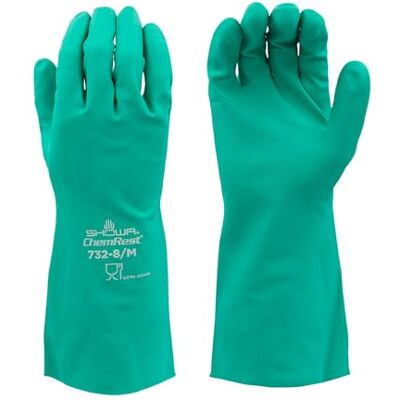 SHOWA 732, Gant 100pourcent nitrile, protection contre les huiles et solvants avec finition diamant pour une adhérence accrue, doublure floquée en coton, Tailles L SHOWA 732, Gant 100pourcent nitrile, protection contre les huiles et solvants avec finition diamant pour une adhérence accrue, doublure floquée en coton, Tailles L