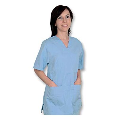 GIMA Casacca in Cotone e Poliestere, Divisa Ospedaliera, Colore Azzurro, Scollo a V, Mezza Manica, 5 Bottoni, Unisex, Taglia XS, per Medici, Veterinari, Infermieri e Personale Sanitario GIMA Casacca in Cotone e Poliestere, Divisa Ospedaliera, Colore Azzurro, Scollo a V, Mezza Manica, 5 Bottoni, Unisex, Taglia XS, per Medici, Veterinari, Infermieri e Personale Sanitario
