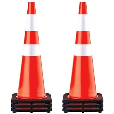 VEVOR 6 Pack 36" Coni Traffico, Coni di Sicurezza Traffico Arancione in PVC, Coni di Pericolo Collari Riflettenti per Parcheggio Traffico Edile VEVOR 6 Pack 36" Coni Traffico, Coni di Sicurezza Traffico Arancione in PVC, Coni di Pericolo Collari Riflettenti per Parcheggio Traffico Edile