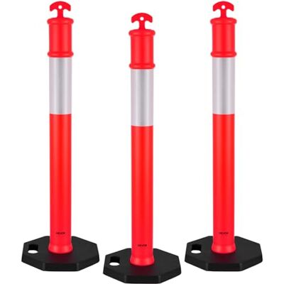 VEVOR Set di Paletto Delimitatore del Traffico φ375 x 1140 mm con Base Zavorrata Strisce Riflettenti, Paletti Stradali di Segnalazione per Controllo della Folla, 3 pezzi, Rosso VEVOR Set di Paletto Delimitatore del Traffico φ375 x 1140 mm con Base Zavorrata Strisce Riflettenti, Paletti Stradali di Segnalazione per Controllo della Folla, 3 pezzi, Rosso