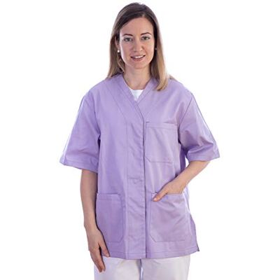 GIMA Casacca in Cotone e Poliestere, Divisa Ospedaliera, Colore Lavanda, Scollo a V, Mezza Manica, 5 Bottoni, da Donna, Taglia L, per Medici, Veterinari, Infermieri e Personale Sanitario GIMA Casacca in Cotone e Poliestere, Divisa Ospedaliera, Colore Lavanda, Scollo a V, Mezza Manica, 5 Bottoni, da Donna, Taglia L, per Medici, Veterinari, Infermieri e Personale Sanitario