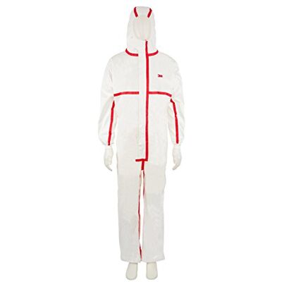 3M 4565S Tuta di Protezione, Tipo 4/5/6, Taglia S, Bianco/Rosso 3M 4565S Tuta di Protezione, Tipo 4/5/6, Taglia S, Bianco/Rosso