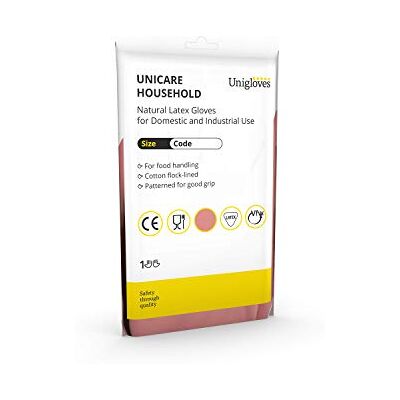 UNIGLOVES Unicare Guanti Riutilizzabili Per La Casa Senza Polvere in Lattice, 1 Paio, Rosa, extra Large () UNIGLOVES Unicare Guanti Riutilizzabili Per La Casa Senza Polvere in Lattice, 1 Paio, Rosa, extra Large ()