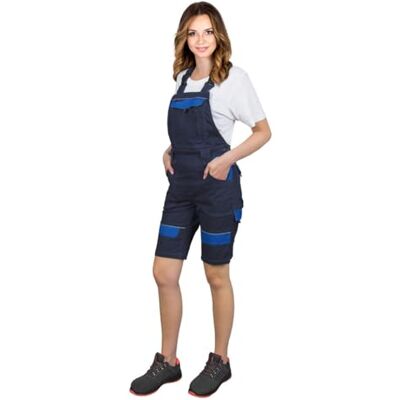 REIS Salopette Corta Protettiva da Donna CORTON, 100% Cotone, Grammatura 260 g/m², Tasche Multifunzione, Elementi Riflettenti, Colore: blu navy-blu, Taglia 38 REIS Salopette Corta Protettiva da Donna CORTON, 100% Cotone, Grammatura 260 g/m², Tasche Multifunzione, Elementi Riflettenti, Colore: blu navy-blu, Taglia 38