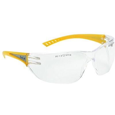 Bollé , occhiali di sicurezza trasparenti, taglia unica, ad alta visibilità, colore giallo Bollé , occhiali di sicurezza trasparenti, taglia unica, ad alta visibilità, colore giallo
