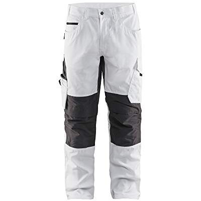 BLÅKLÄDER Blaklader 109513301098C62 Pantaloni da pittrici elasticizzati, colore: Bianco/Grigio scuro, taglia C62 BLÅKLÄDER Blaklader 109513301098C62 Pantaloni da pittrici elasticizzati, colore: Bianco/Grigio scuro, taglia C62