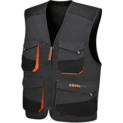 BETA Gilet Leggero da Lavoro Multitasche in Cotone e Poliestere con Inserti Antiabrasione Oxford e Tasche con Velcro, Gilet Professionale per Officina Tecnici Colore Grigio, XXL, 7867G BETA Gilet Leggero da Lavoro Multitasche in Cotone e Poliestere con Inserti Antiabrasione Oxford e Tasche con Velcro, Gilet Professionale per Officina Tecnici Colore Grigio, XXL, 7867G