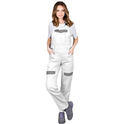 REIS SALOPETTE PROTETTIVA DA DONNA CORTON-L-B, Cotone 100%, Grammatura 260 g/m², Tasche Multifunzione, Elementi Riflettenti, Colore: Bianco-grigio, Taglia 38 REIS SALOPETTE PROTETTIVA DA DONNA CORTON-L-B, Cotone 100%, Grammatura 260 g/m², Tasche Multifunzione, Elementi Riflettenti, Colore: Bianco-grigio, Taglia 38