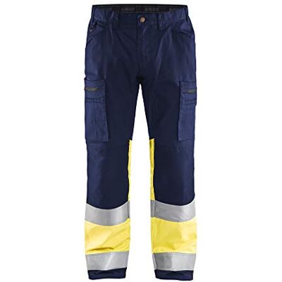 BLÅKLÄDER Blakläder Pantaloni ad alta visibilità, taglia con elastico, colore: Blu marino, giallo, C50 BLÅKLÄDER Blakläder Pantaloni ad alta visibilità, taglia con elastico, colore: Blu marino, giallo, C50
