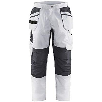 BLÅKLÄDER Blaklader 13301098C50 Pantaloni da pittore elasticizzati, taglia C50, colore: Bianco/Grigio scuro BLÅKLÄDER Blaklader 13301098C50 Pantaloni da pittore elasticizzati, taglia C50, colore: Bianco/Grigio scuro