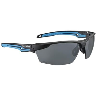 Bollé Bolle Tyron Occhiali di sicurezza con protezione per gli occhi secondo EN166 e vetro fumo, colore: Nero/Blu Bollé Bolle Tyron Occhiali di sicurezza con protezione per gli occhi secondo EN166 e vetro fumo, colore: Nero/Blu