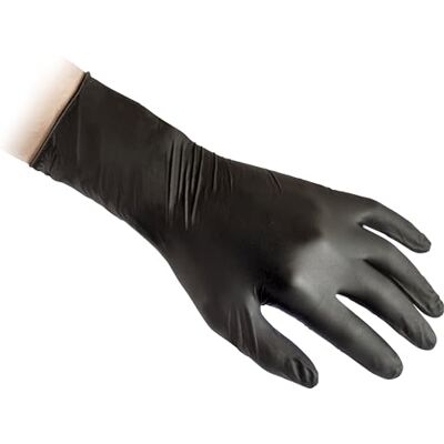 Reflexx N79P, Guanti in Nitrile senza Polvere Extra Lungo 30 Cm, Gr 7.7, 50 Pezzi, Nero Reflexx N79P, Guanti in Nitrile senza Polvere Extra Lungo 30 Cm, Gr 7.7, 50 Pezzi, Nero
