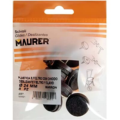 MAURER Deslizante Marron con Fieltro Ø24 (Blister 8 Unidades) MAURER Deslizante Marron con Fieltro Ø24 (Blister 8 Unidades)