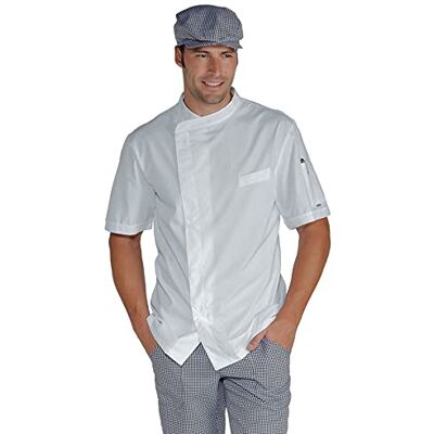 Isacco Giacca Cuoco Modello Pretoria Bianco, Bianco, XL, 65% Poliestere 35% Cotone, Mezza Manica Isacco Giacca Cuoco Modello Pretoria Bianco, Bianco, XL, 65% Poliestere 35% Cotone, Mezza Manica