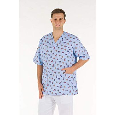 GIMA Casacca 100% Cotone Ottima Qualità, Unisex, Scollo a V, Mezza Manica a Giro, Linea Professionale, per Medici, Veterinari, Infermieri e Personale Sanitario, Blu (Fantasia), XL GIMA Casacca 100% Cotone Ottima Qualità, Unisex, Scollo a V, Mezza Manica a Giro, Linea Professionale, per Medici, Veterinari, Infermieri e Personale Sanitario, Blu (Fantasia), XL