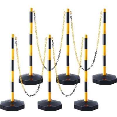 VEVOR Paletti Stradali Paletti di Segnalazione 6 Pezzi Lunghezza Catena 2,4 m, Paletti di Segnalazione per Marciapiedi, Set di Paletti Barriera Stradale Gialli Neri Base Riempibile con Acqua Sabbia VEVOR Paletti Stradali Paletti di Segnalazione 6 Pezzi Lunghezza Catena 2,4 m, Paletti di Segnalazione per Marciapiedi, Set di Paletti Barriera Stradale Gialli Neri Base Riempibile con Acqua Sabbia