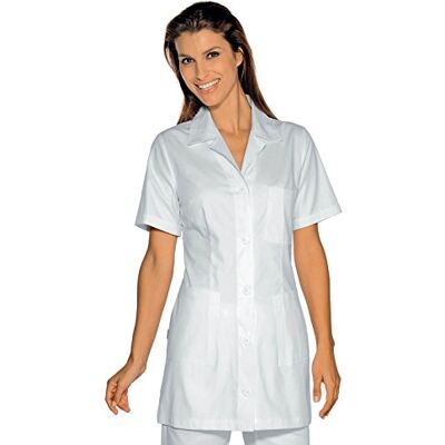 ISACCO Casacca Marbella Bianco, Bianco, L, 100% Cotone, Mezza Manica, Bottoni con Asola ISACCO Casacca Marbella Bianco, Bianco, L, 100% Cotone, Mezza Manica, Bottoni con Asola