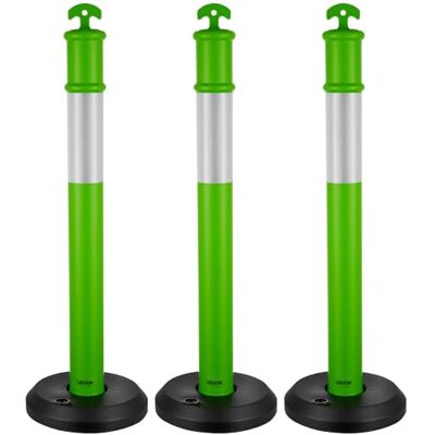 VEVOR Set di Paletto Delimitatore del Traffico φ375 x 1140 mm con Base Riempibile Strisce Riflettenti, Paletti Stradali di Segnalazione per Controllo della Folla, 3 pezzi, Verde VEVOR Set di Paletto Delimitatore del Traffico φ375 x 1140 mm con Base Riempibile Strisce Riflettenti, Paletti Stradali di Segnalazione per Controllo della Folla, 3 pezzi, Verde