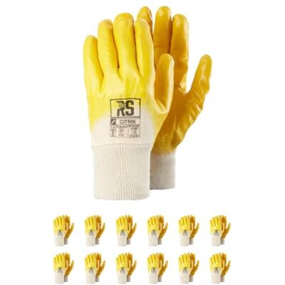 RS CITRIN/Guanti in nitrile con inserto in cotone/guanti da lavoro in nitrile/rivestimento protettivo in nitrile/taglia 10, 12 paia/giallo/bianco/guanti da montaggio/cotone comfort assorbenti il RS CITRIN/Guanti in nitrile con inserto in cotone/guanti da lavoro in nitrile/rivestimento protettivo in nitrile/taglia 10, 12 paia/giallo/bianco/guanti da montaggio/cotone comfort assorbenti il