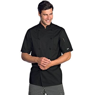Isacco Giacca Cuoco Classica Nero, Nero, L, 65% Poliestere 35% Cotone, Mezza Manica, Bottoni antipanico Tessuto 125 gr/m² Isacco Giacca Cuoco Classica Nero, Nero, L, 65% Poliestere 35% Cotone, Mezza Manica, Bottoni antipanico Tessuto 125 gr/m²