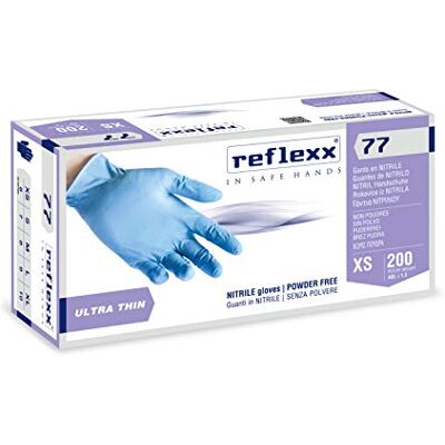Reflexx R77 Guanti in Nitrile senza Polvere Gr. 3, 200 Pezzi, Azzurro Reflexx R77 Guanti in Nitrile senza Polvere Gr. 3, 200 Pezzi, Azzurro