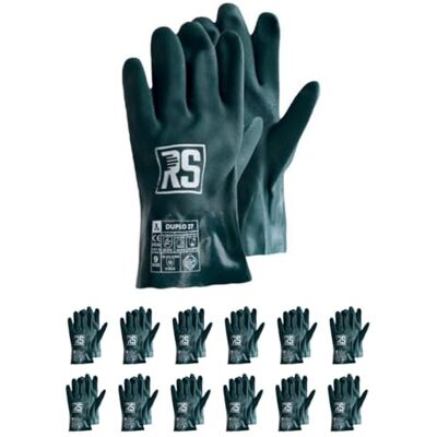 RS DUPLO 27 guanti protettivi prodotti chimici in PVC/taglia 10, 12 paia/verde/chimico e microbiologico/resistente/guanti da lavoro/resistente agli acidi, guanti acidi RS DUPLO 27 guanti protettivi prodotti chimici in PVC/taglia 10, 12 paia/verde/chimico e microbiologico/resistente/guanti da lavoro/resistente agli acidi, guanti acidi