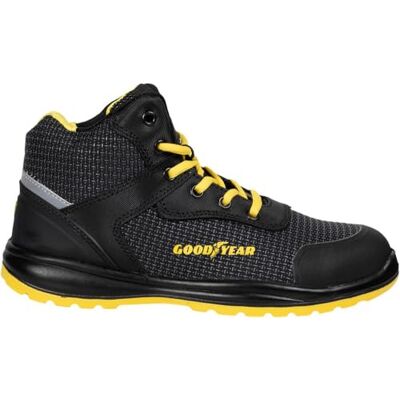 Goodyear Scarpe Antinfortunistiche Traspiranti Nere, Sicurezza sul Lavoro,Modello Alto, Categoria S3 Taglia 42 Goodyear Scarpe Antinfortunistiche Traspiranti Nere, Sicurezza sul Lavoro,Modello Alto, Categoria S3 Taglia 42