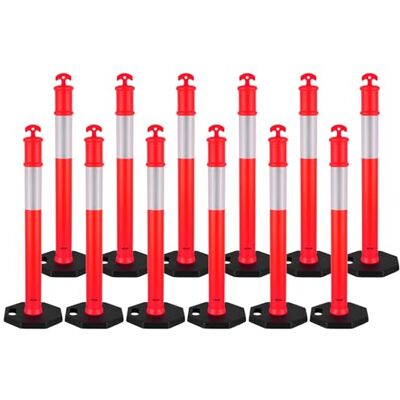VEVOR Set di Paletto Delimitatore del Traffico φ375 x 1140 mm con Base Zavorrata Strisce Riflettenti, Paletti Stradali di Segnalazione per Controllo della Folla, 12 pezzi, Rosso VEVOR Set di Paletto Delimitatore del Traffico φ375 x 1140 mm con Base Zavorrata Strisce Riflettenti, Paletti Stradali di Segnalazione per Controllo della Folla, 12 pezzi, Rosso