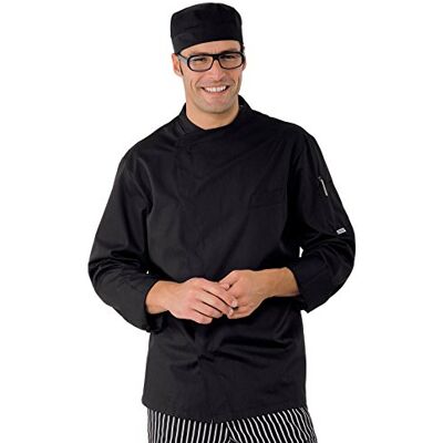 Isacco Giacca Cuoco Modello Pretoria Nero, Nero, S, 65% Poliestere 35% Cotone, Manica Lunga Isacco Giacca Cuoco Modello Pretoria Nero, Nero, S, 65% Poliestere 35% Cotone, Manica Lunga