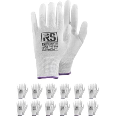 RS CONDUCTOR ESD guanti di montaggio/taglia 07, 12 paia/bianco/guanti di montaggio/guanti da lavoro/guanti protettivi RS CONDUCTOR ESD guanti di montaggio/taglia 07, 12 paia/bianco/guanti di montaggio/guanti da lavoro/guanti protettivi