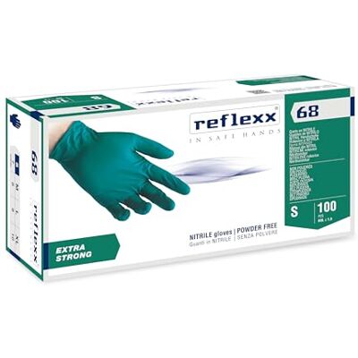 Reflexx R68, Guanti in Nitrile senza Polvere Gr. 6, 100 Pezzi, Verde Reflexx R68, Guanti in Nitrile senza Polvere Gr. 6, 100 Pezzi, Verde