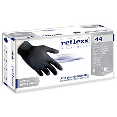 Reflexx R44, Guanti in Lattice senza Polvere Gr. 6.2, 100 Pezzi, Nero Reflexx R44, Guanti in Lattice senza Polvere Gr. 6.2, 100 Pezzi, Nero
