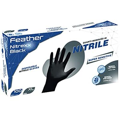 Reflexx Feather Nitrexx Black, guanti in nitrile neri, senza polvere, gr. 2,2 (XL) Reflexx Feather Nitrexx Black, guanti in nitrile neri, senza polvere, gr. 2,2 (XL)