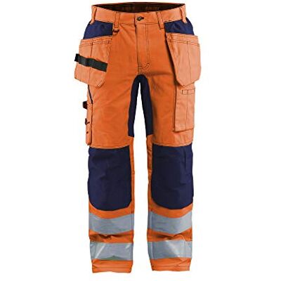 BLÅKLÄDER Blaklader 18115389C56 Pantaloni da lavoro elasticizzati High Vis arancione/blu navy, taglia C56 BLÅKLÄDER Blaklader 18115389C56 Pantaloni da lavoro elasticizzati High Vis arancione/blu navy, taglia C56